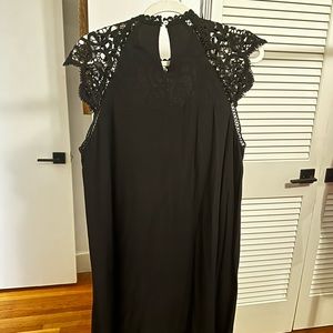 Black dress with lace cap sleeve/collar detail from Lace Cactus